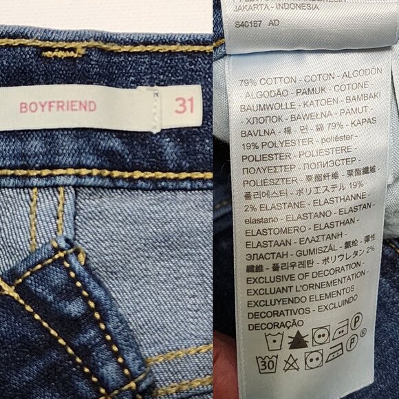 Levi's Dark Wash Stretch Denim High Rise Boyfriend Jeans - Picture 5 of 5